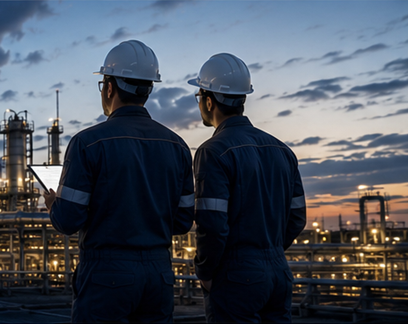 Technical personnel working at an industrial processing facility